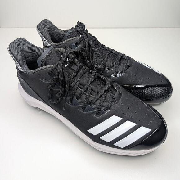 Adidas men's Icon Bounce baseball cleats black white men's size 9.5 - Picture 9 of 10